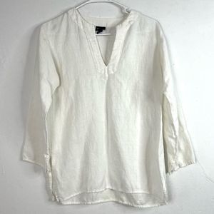 Eileen Fisher Linen Blend White Tunic Blouse Women’s XS